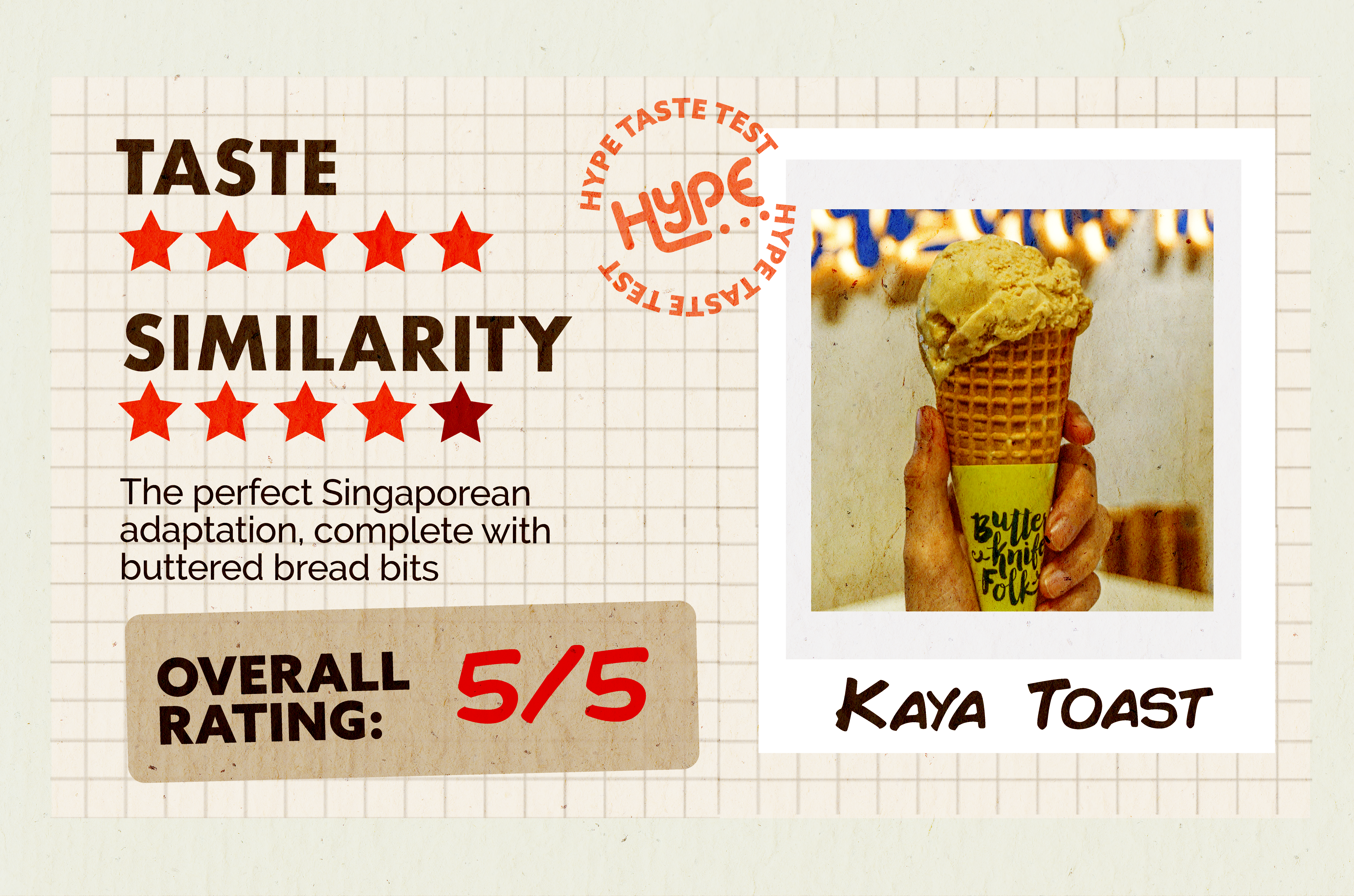 HYPE's rating for Kaya Toast, 5/5