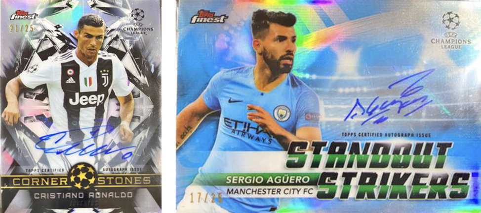 Cristiano Ronaldo and Sergio Aguero autographed cards 