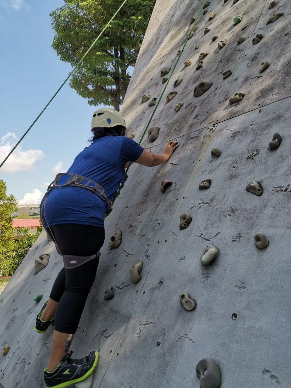 Anusha rock climbing