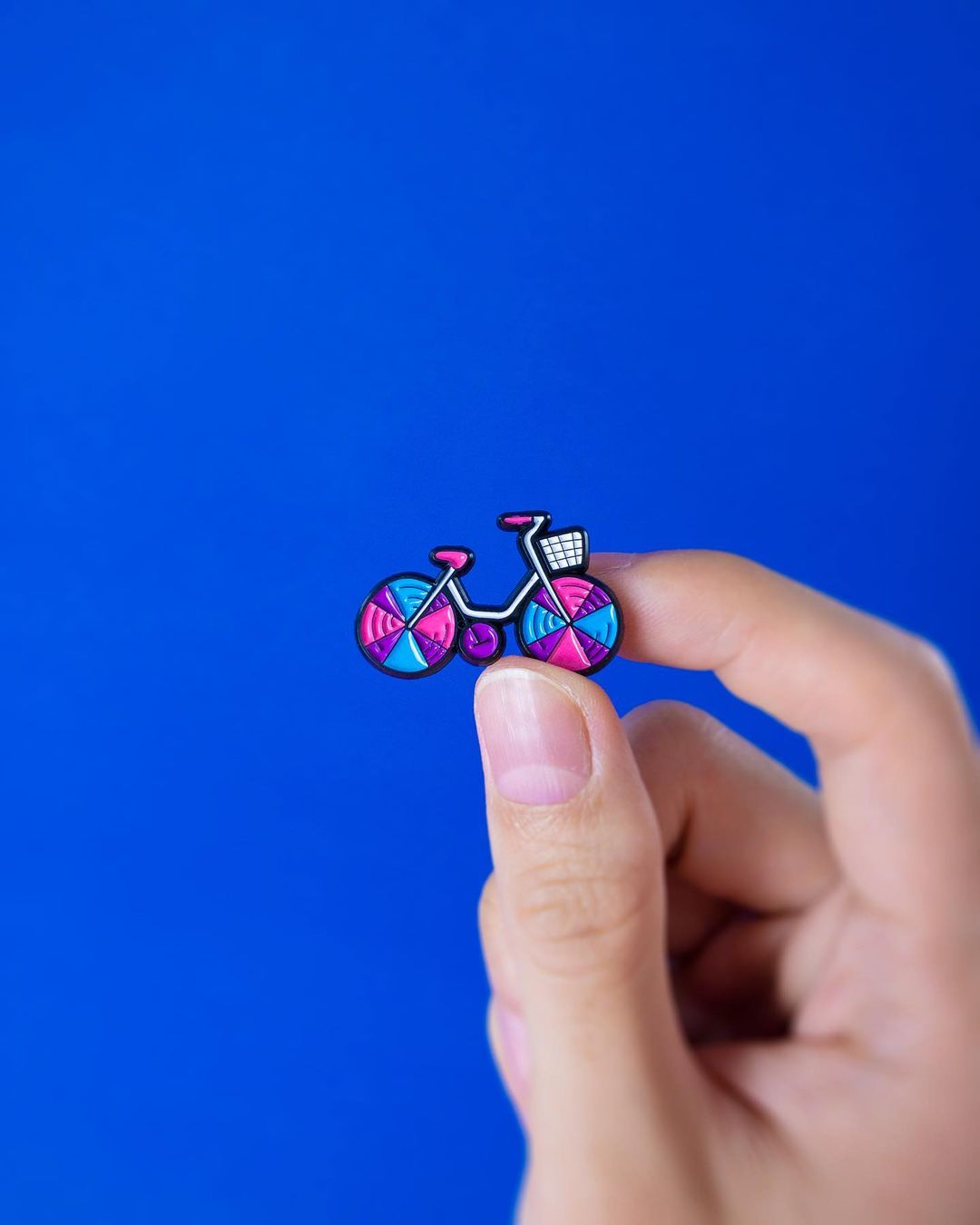 ‘Bicycle’ enamel pin and packaging from Heckin’ Unicorn