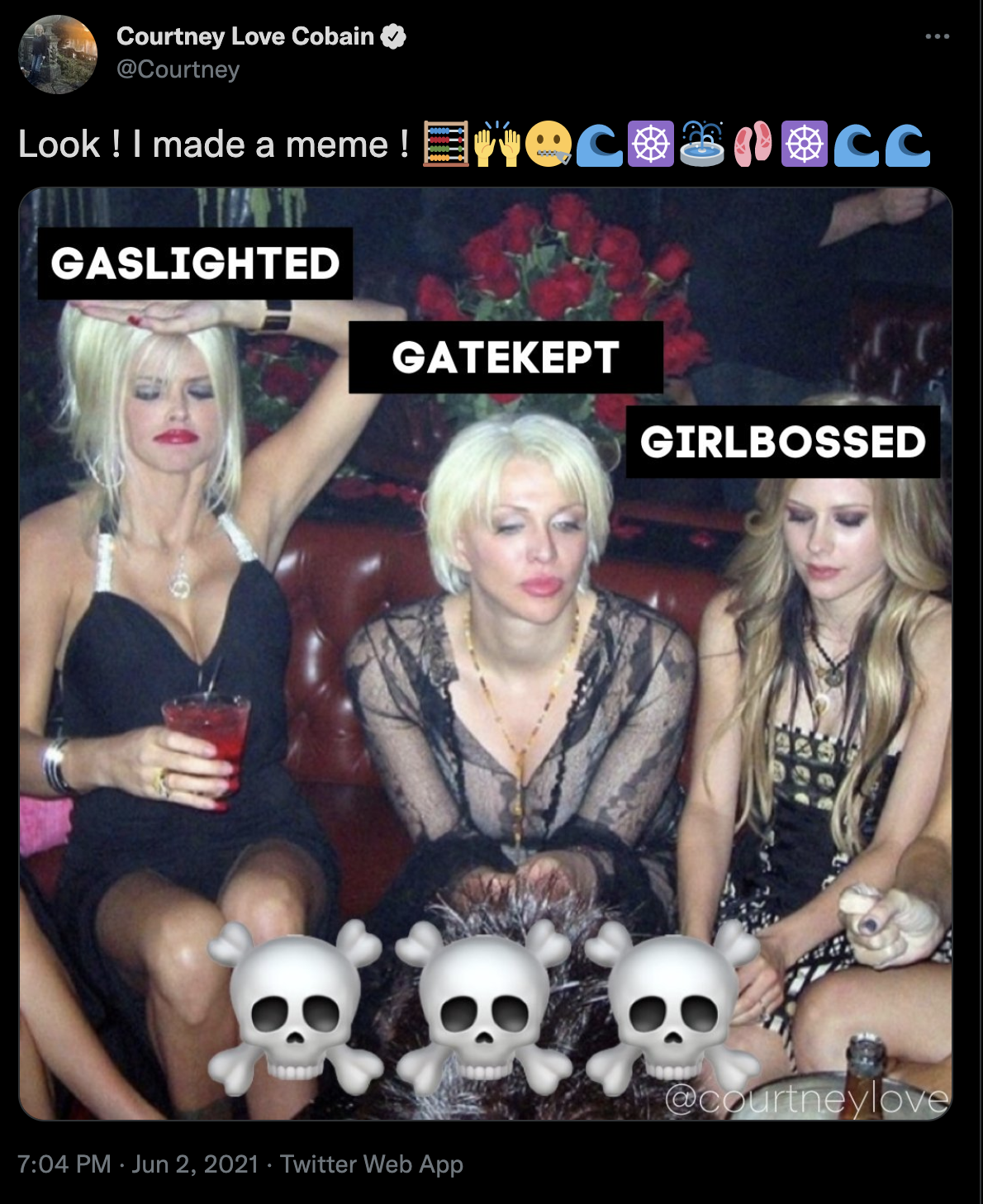 Courtney-Love-Tweet-Meme-Gaslight-Gatekeep-Girlboss